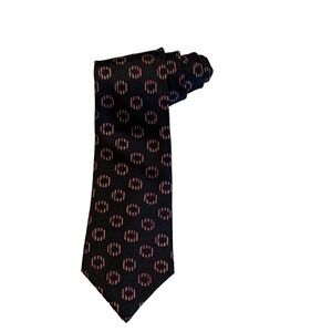 Vintage Courchevel Men's Necktie Classic 100% Silk Tie Black Burgundy Doughnuts
